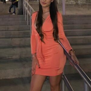 Orange v-cut dress